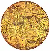 Mappamondo Borgiano, also known as "Tavola di Velletri", consisting of two copper tablets (1430)