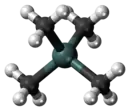 Ball-and-stick model of the tetramethyltin molecule