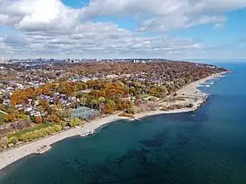 Aerial view of The Beaches in 2023