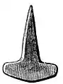 Drawing of a silver Thor's hammer amulet found in Fitjar, Hordaland, Norway