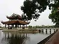 Water pavilion for water puppet shows and quan ho singing