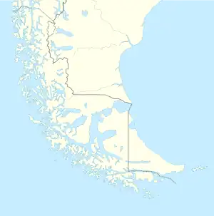 Map showing the location of Yendegaia National Park