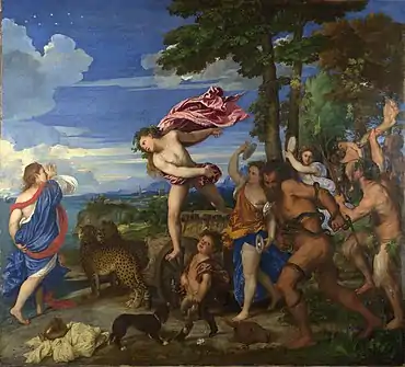 The painting Bacchus and Ariadne depicting two cheetahs drawing the chariot of Bacchus