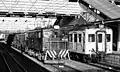 A class ED5010 electric locomotive and Ogose Line 7800 series EMU at Sakado Station, April 1977