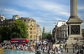 Trafalgar Square, an open plaza in the city