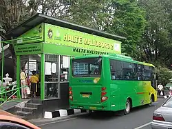 Trans Jogja bus at Malioboro 2 bus shelter