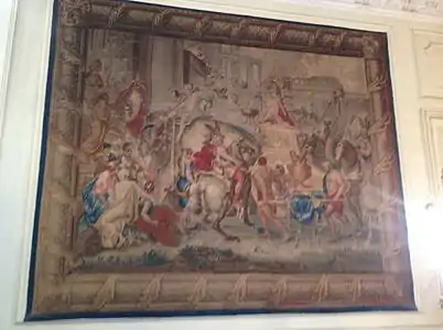 "Triumph of Alexander" tapestry on grand stairway (Brussels, 18th century)