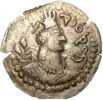 Another coin example with the Bactrian legend "Srio Shaho" ("Lord King").