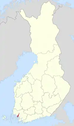 Location of Turku in Finland