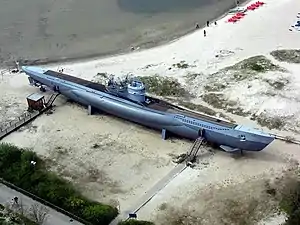 U-995, photographed from top of the memorial tower