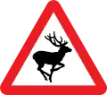 UK road sign warning of wild animals, inspired by Eadweard Muybridge's photographs of animals in motion.