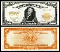 $1,000 Gold Certificate, Series 1922, Fr.1220, depicting Alexander Hamilton