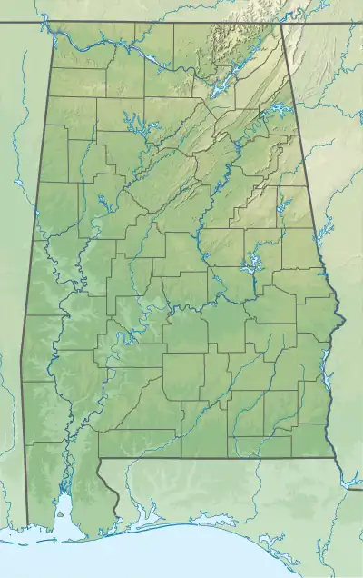 Location of Bear Creek Reservoir in Alabama, USA.