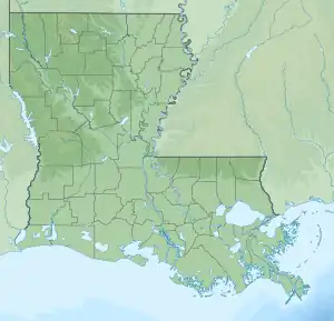 Location of Raccourci Old River in Louisiana, USA.