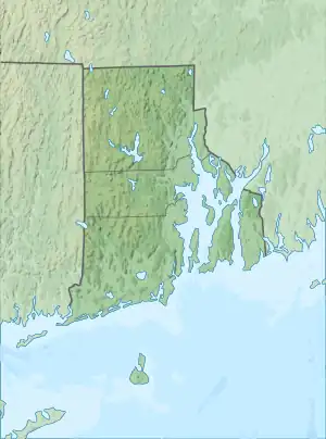 Location of Lake Bel Air in Rhode Island, USA.