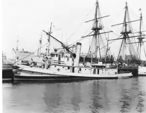 USS Mohave, docked near USS Bridgeport and USS Constitution(r), c. 1924