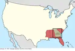 Map of the change to the international disputes involving the United States in central North America on January 19, 1861