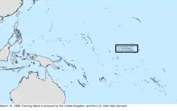 Map of the change to the United States in the Pacific Ocean on March 15, 1888