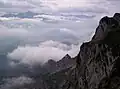 View from Untersberg on a cloudy day.