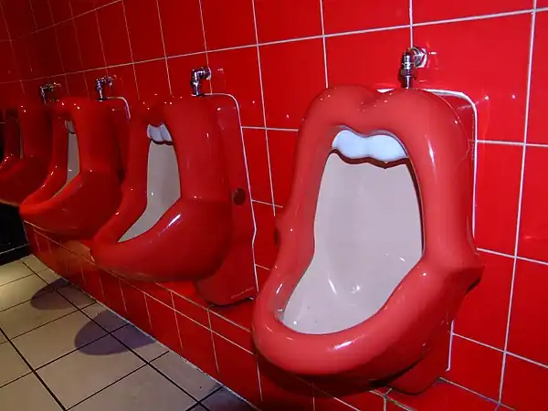 Controversial Kisses! urinals were designed by a woman