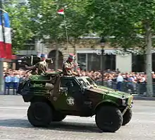 A VBL with an anit-tank missile during the military parade on the avenue des Champs-Élysées