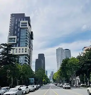 High-rise residential and office buildings on Ilia Chavchavadze Avenue