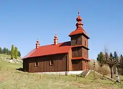 Wooden church in village