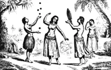 Vavaʻu (Tonga) girls playing traditional games, circa 1800; perhaps Malaspina's voyage of 1793