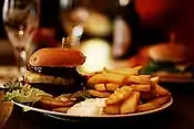 Vegan burger and French fries