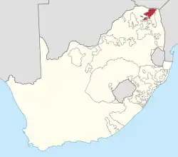 Location of Venda (red) within South Africa (yellow).