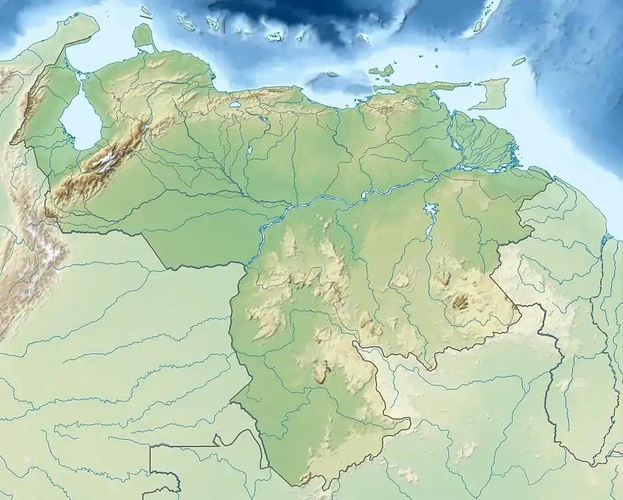 Map showing the location of El Tamá National ParkParque Nacional El Tamá