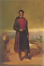 Vicente Guerrero (circa 1865), a full-length, posthumous portrait of the Mexican liberator exhibited at Ambassador's Hall (National Palace).