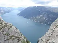 View from Preikestolen, Lysefjorden below