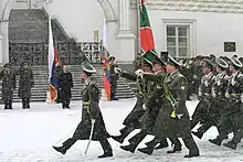 The Border Guard Service of Russia in greatcoat uniform.