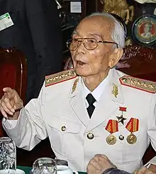 Võ Nguyên Giáp wearing two Ho Chi Minh Orders