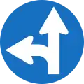 15: Prescribed direction: Turn left or continue straight ahead