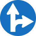 15: Prescribed direction: Turn right or continue straight ahead