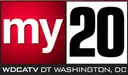 A red box with the white letters "my" next to a white box with the black letters 20 and beneath, "W D C A TV DT Washington, DC"