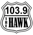 previous "103.9 The Hawk" logo, 2014-2018