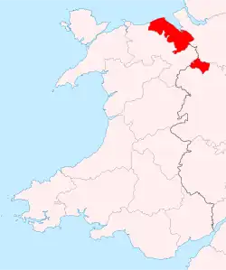 Flintshire shown within Wales