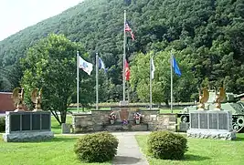 Veterans' memorial includes a Sherman tank.