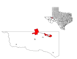 Location of Monahans, Texas