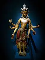 Nepalese statue of Avalokiteśvara with six arms. 14th century CE.