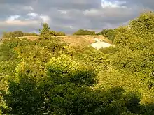 A white cross cut into the hillside. Whiteleaf Cross