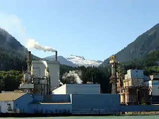 Mill at Woodfibre, BC. Mount Sedgwick, background centre. July, 2005