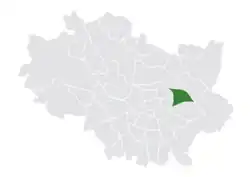 Location of the district within Wrocław