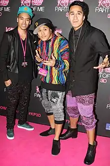 Young Men Society at the Katy Perry: Part of Me Australian Premiere in June 2012. From left to right: Nathan, Andi and Josh.