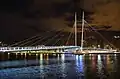 The Ypsilon Bridge seen from the Strømsø side at night