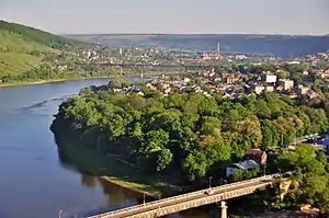 City park and bridges over the Dniester.