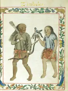 A couple belonging to the Zambal warrior-hunter class. The image shows a culture of falconry